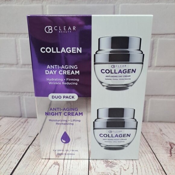 Clear Beauty Collagen Anti-Aging Day & Night Cream Duo Pack, Hydrating Firming L - Picture 1 of 6